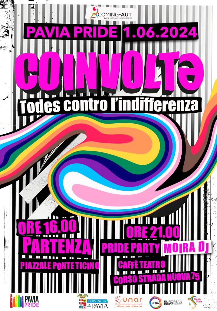 Grafica della locandina del Pavia Pride 2024